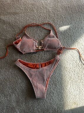 Rust Orange Mesh Two-Piece Bikini